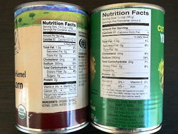 トウモロコシの缶詰（今のところ非GMO 食品を入手する手段はオーガニック認証に頼る以外ない）