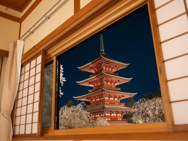弘前の寺院が宿泊事業「寺泊」開始　五重塔のライトアップを間近に
