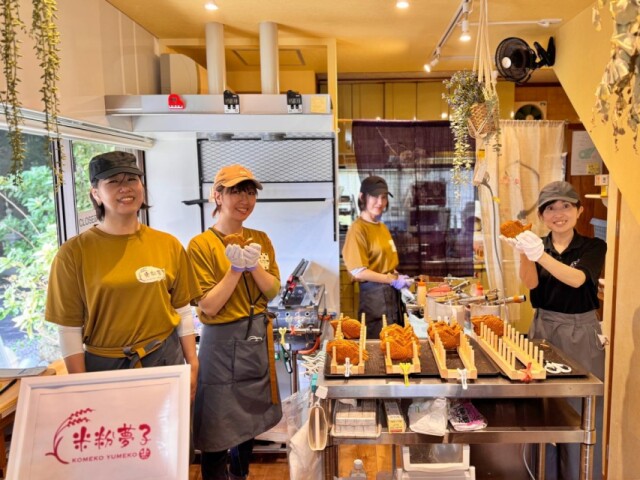 自家栽培米の米粉で「叶えたい焼き」　鳥羽の神明神社・石神さんの門前で販売