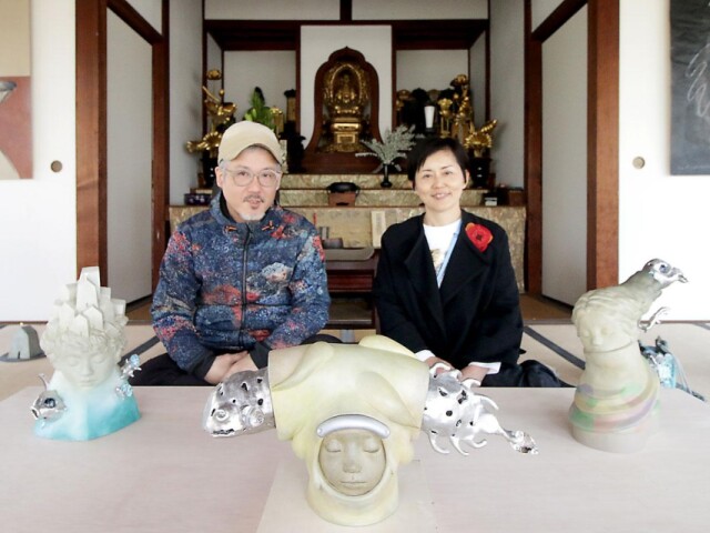 岡山・松琴寺で細見博子さん・川埜龍三さんの二人展　共同作品6点も