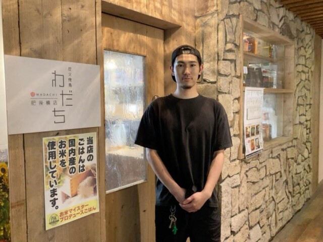 肥後橋に居酒屋新店　炭火焼き鳥看板、昼は缶コーヒーのサービスも