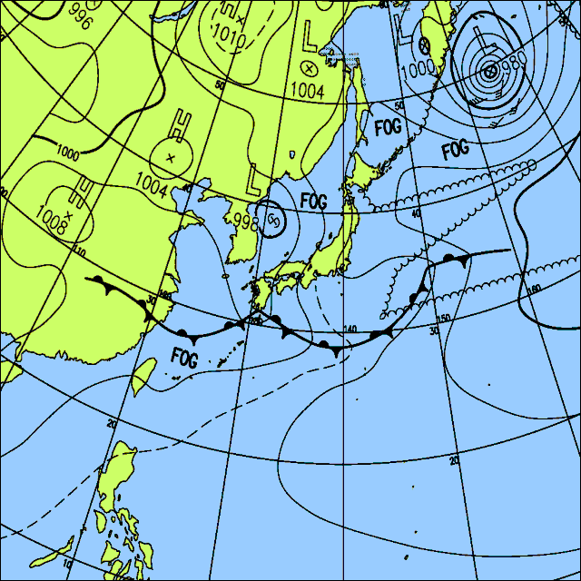 今日は東日本から西日本で雲が多く、西日本で雨の降る所がある