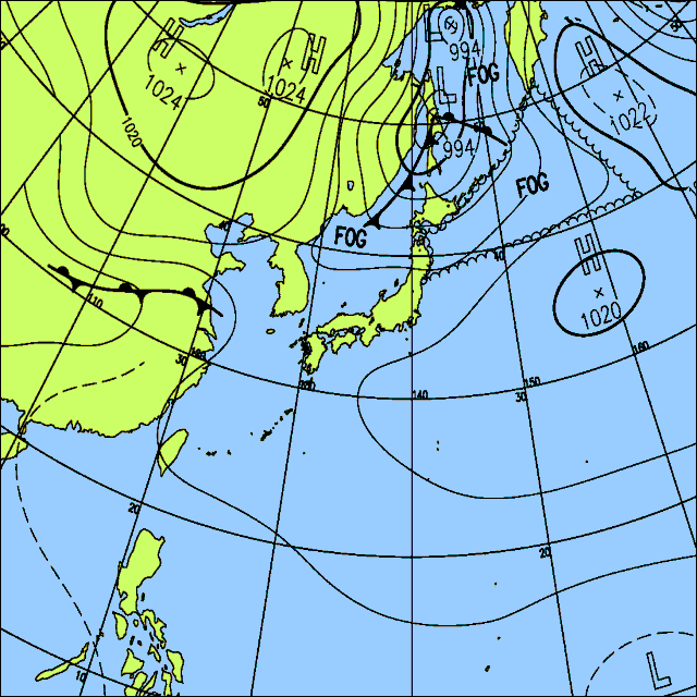 今日は北日本や北陸で曇りや雨、晴れる所も午後は雷雨の可能性