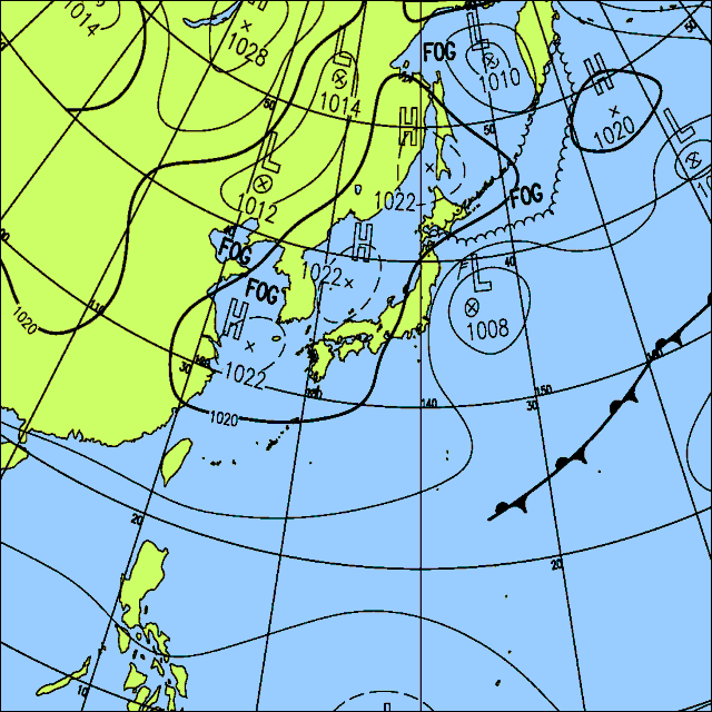 今日は北日本から東日本を中心に雨や雷雨の所がある見込み
