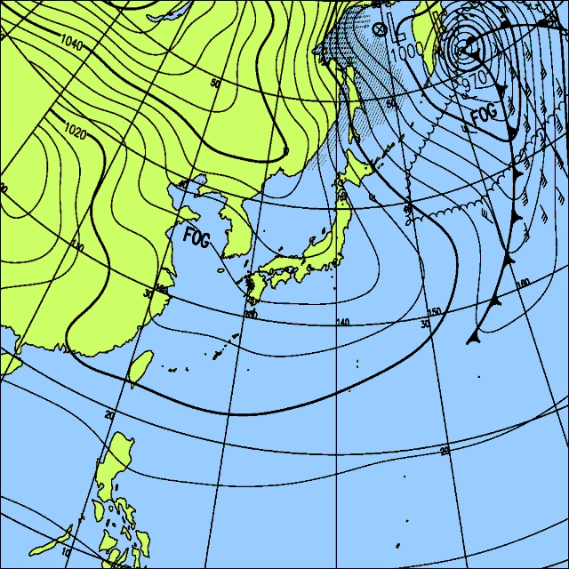 今日は太平洋側は晴れるが、日本海側は雲が多く雨や雪の所も