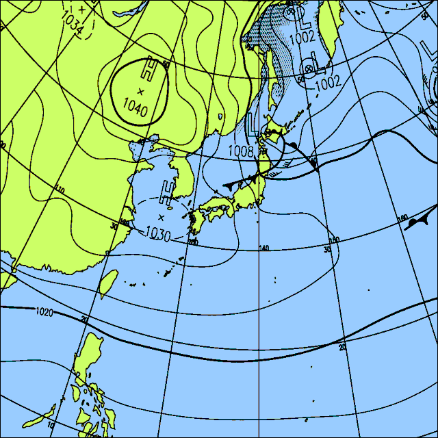 今日は北日本や北陸で雪や雨の降る所があるでしょう