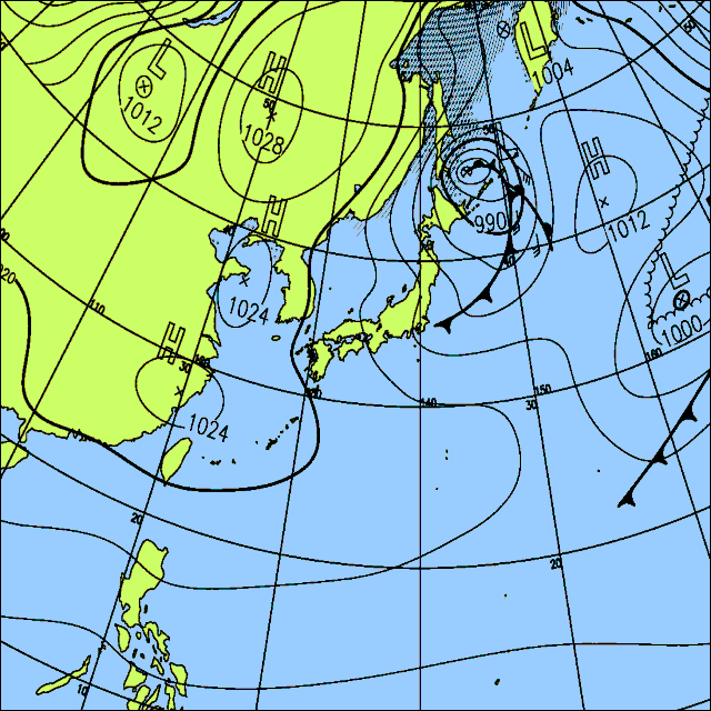 今日は太平洋側で晴れるが、北日本や北陸では雪や雨