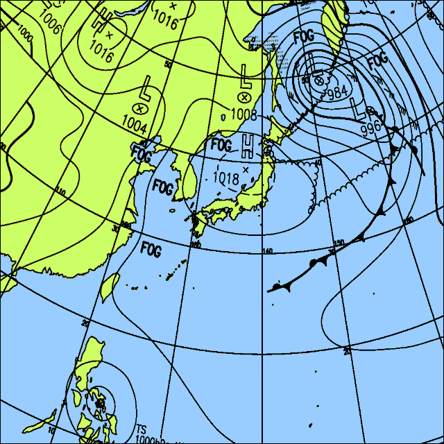 今日は晴れまたは曇りの所が多いが、北海道と沖縄では雨の所も