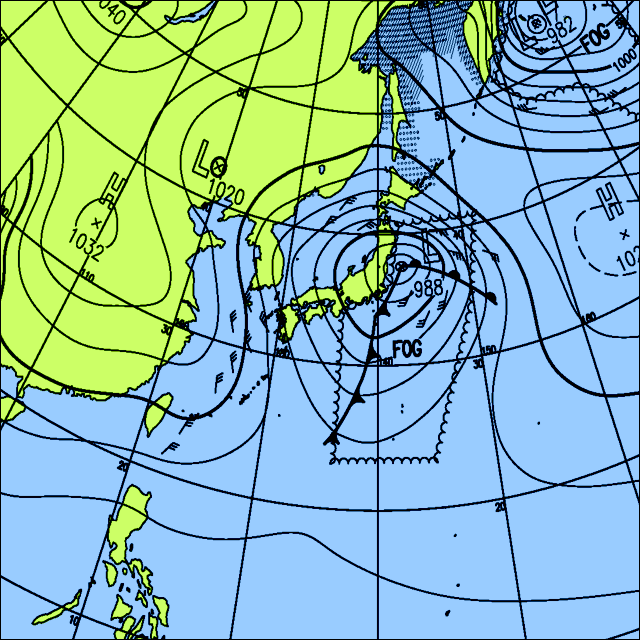 今日は広い範囲で雨、北日本では雪の降る所も