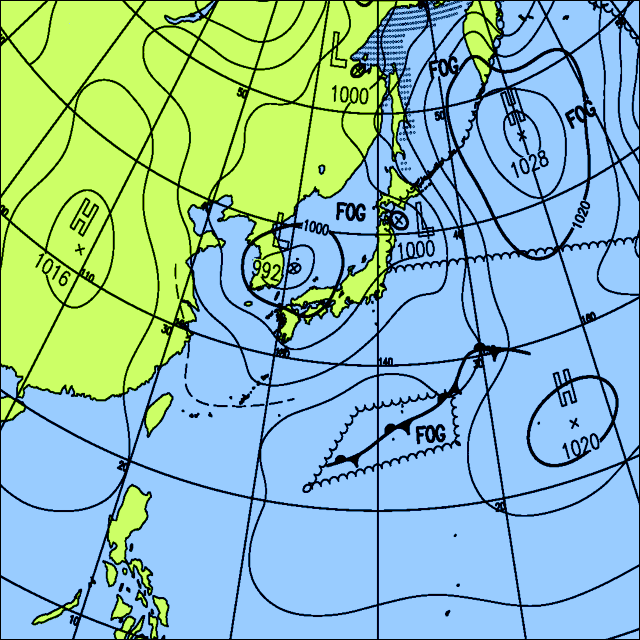 今日は本州付近で雨や雷雨となり西から晴れ間も