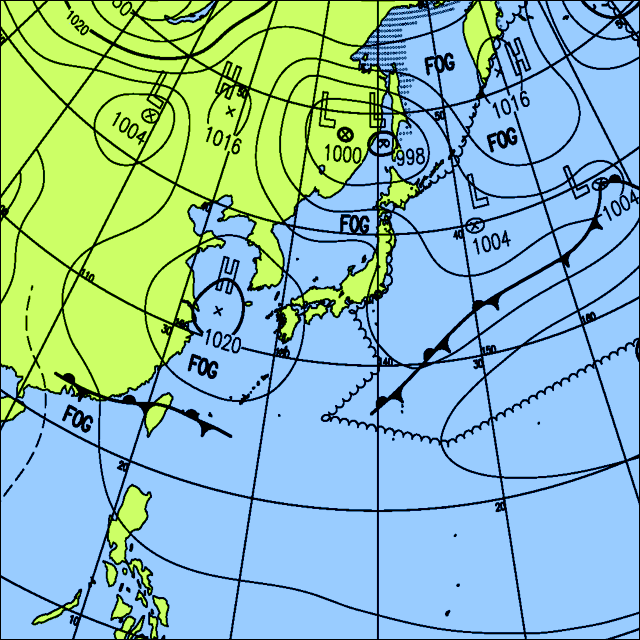 今日は曇りの所が多く、北日本や関東で雨や雷雨の所も
