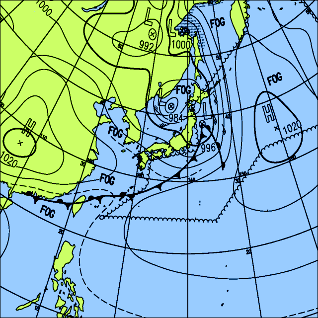 今日は広い範囲で雨が降るが、西から次第に天気は回復