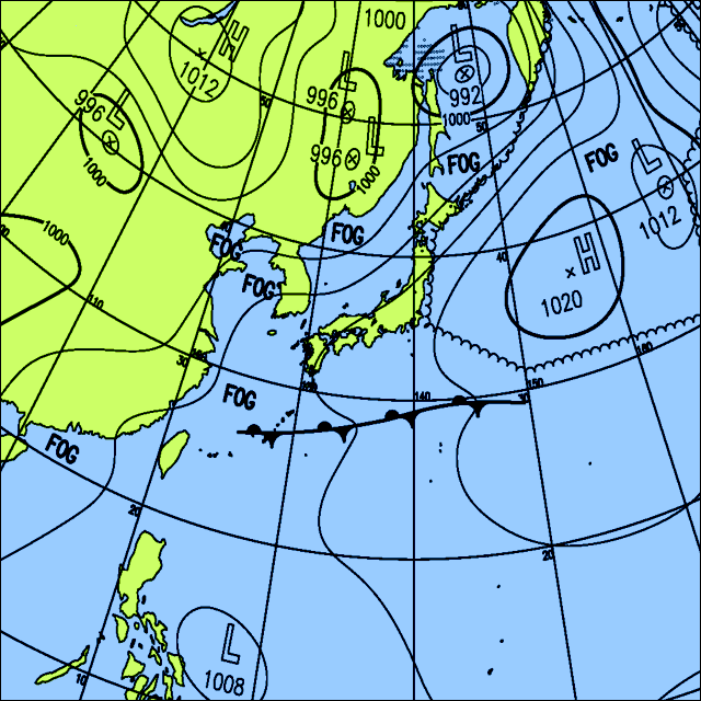 今日は広く晴れるが、北海道は曇りやすい