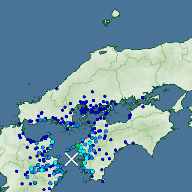 愛媛県伊方町で震度４