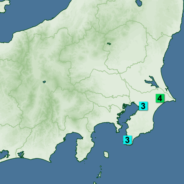 千葉県北東部で震度４