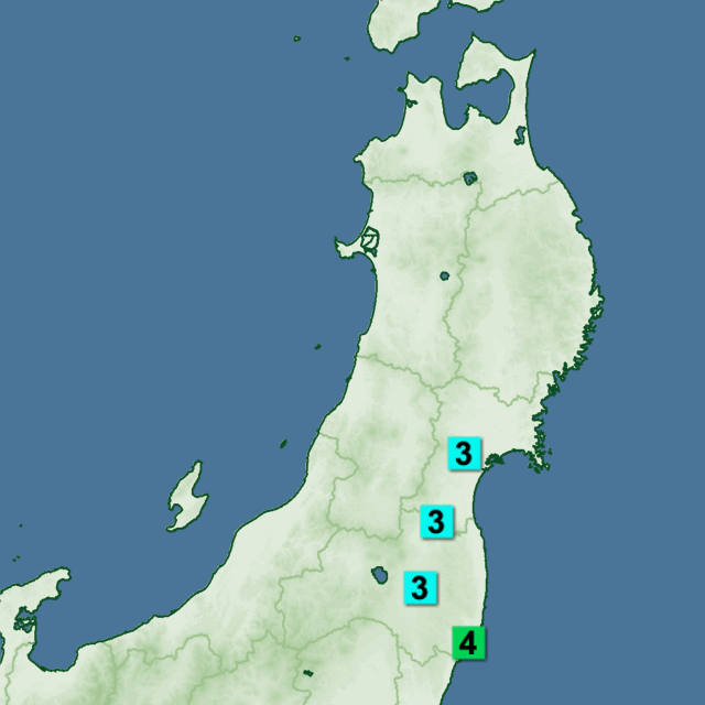 福島県浜通りで震度４