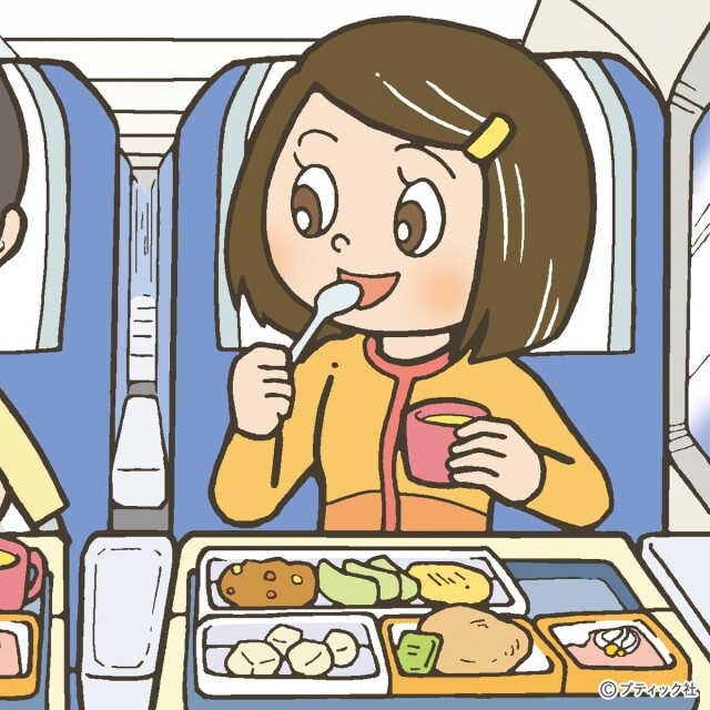 旅がテーマのまちがい探し「機内食」（無料ダウンロード）