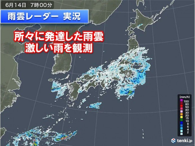 朝は関東や東海、沖縄などで激しい雨　日中も雨雲や雷雲が急発達　落雷や竜巻など注意