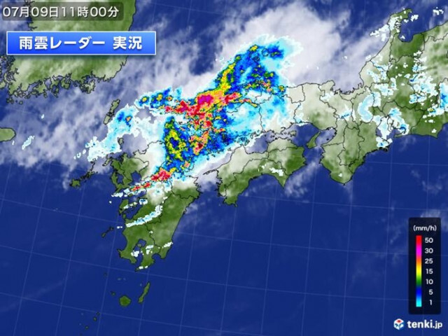 九州北部〜中国地方に危険な雨雲　11日まで断続的に非常に激しい雨　大雨長引く恐れ