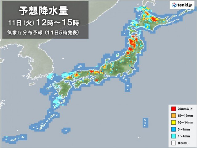 きょう11日　日本海側を中心に所々で激しい雨　九州は少しの雨でも土砂災害に警戒