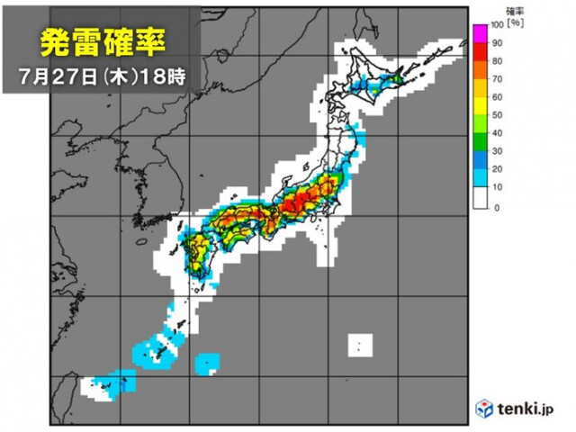 27日　九州〜関東甲信は天気急変に注意　局地的に滝のような雨　沖縄は高波に警戒