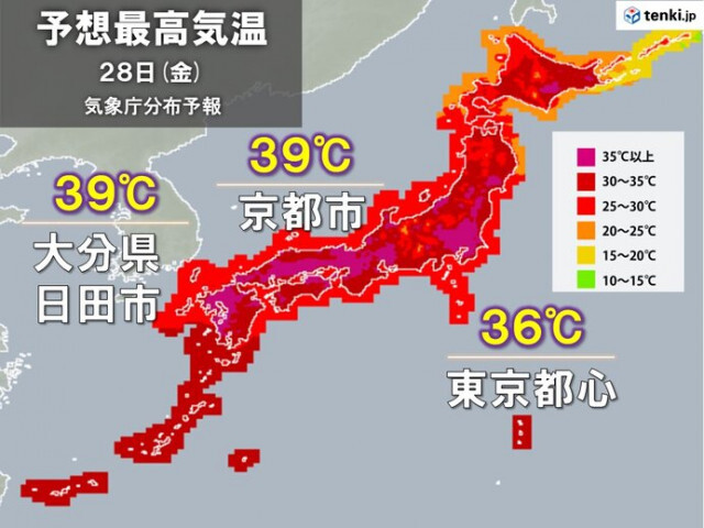 28日も40℃に迫る尋常じゃない暑さ　今年最多の40都道府県に熱中症警戒アラート