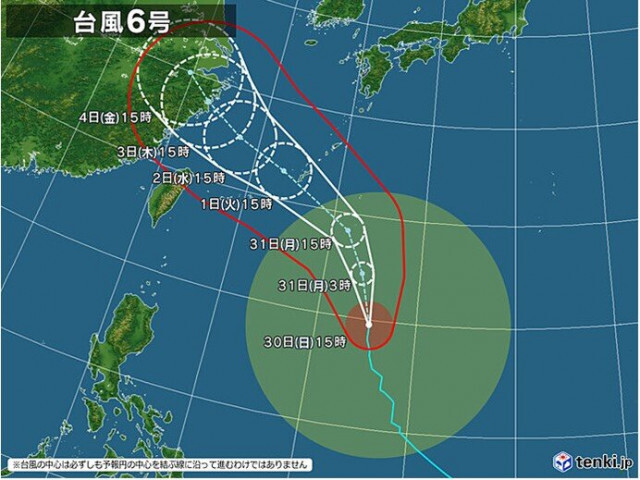 大型の台風6号　強い勢力になる予想　あす31日〜8月1日に沖縄や奄美に接近へ