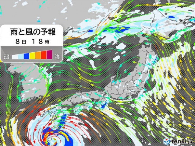 8日　台風6号北上　九州や四国は非常に激しい雨　離れた所も急な激しい雨に注意