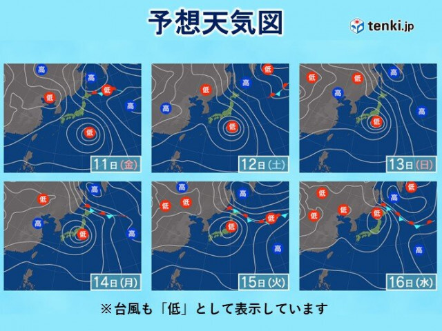 週間天気　お盆休みに台風7号が本州に直撃か　北陸など日本海側は猛暑続く
