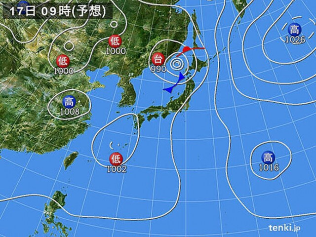 北海道　明日(16日)、明後日(17日)は荒れた天気の恐れ