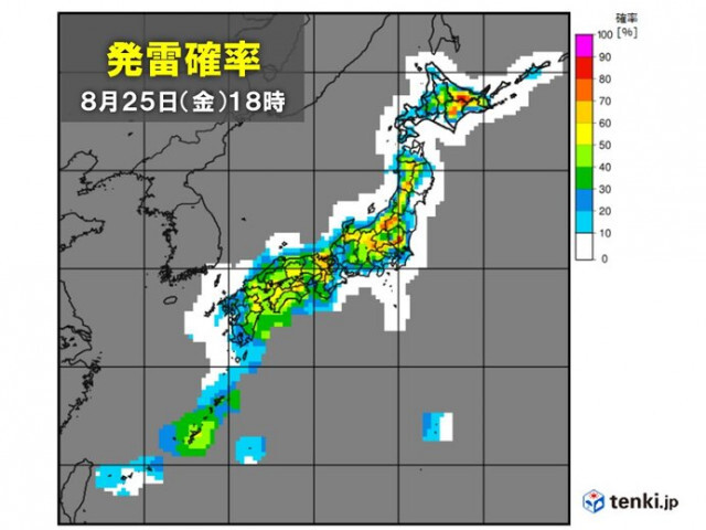 きょう25日　九州〜東海は雷雨や激しい雨　関東甲信〜北海道は天気急変と猛暑に注意