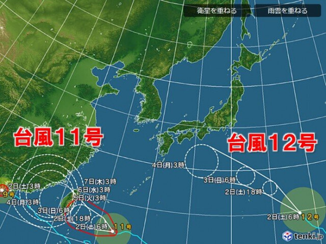 台風11号　3日にかけて先島諸島に接近　台風12号　西日本や東日本にも影響あり