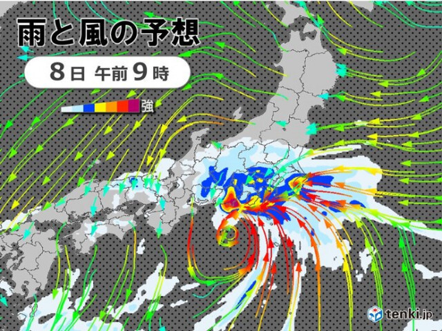 「台風13号」8日午後に東日本に上陸へ　伊豆諸島・関東甲信で線状降水帯発生の恐れ