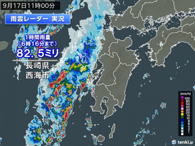 九州北部　ライン状の活発な雨雲　長崎県で猛烈な雨　今夜まで土砂災害に厳重警戒