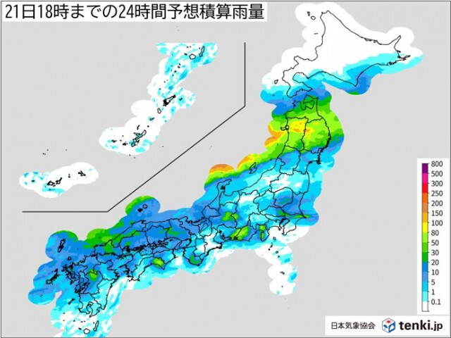 今夜は関東などでゲリラ雷雨　あす21日も広く不安定　東北など警報級の大雨のおそれ