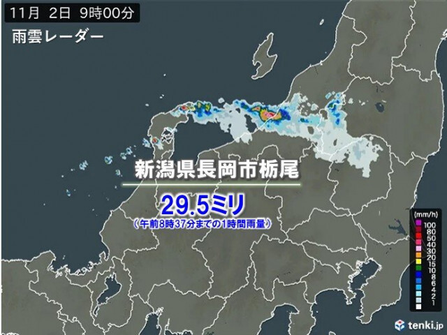 日本海側で大気の状態が非常に不安定　新潟県で1時間に30ミリ近くの土砂降りの雨