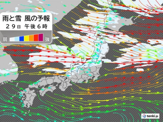 今日29日　北海道は猛吹雪のおそれ　交通障害警戒　東北や北陸も雪や雨で落雷注意