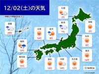 土曜　日本海側は雪や雨　北陸は土砂災害警戒　太平洋側も冬の寒さ　日曜は雷雨に注意