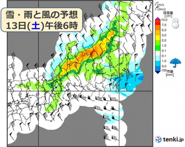 明日13日　都心で初雪か　関東北部や長野県では大雪に警戒