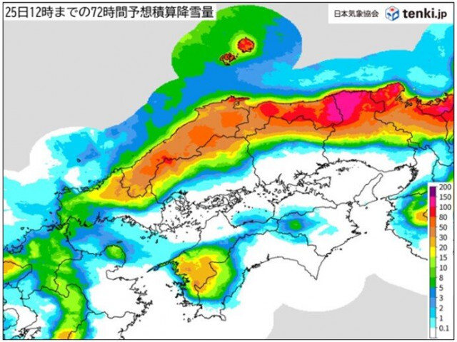 中国地方　冬の嵐　25日まで日本海側で暴風雪　山地は大雪　広く低温　水道凍結も