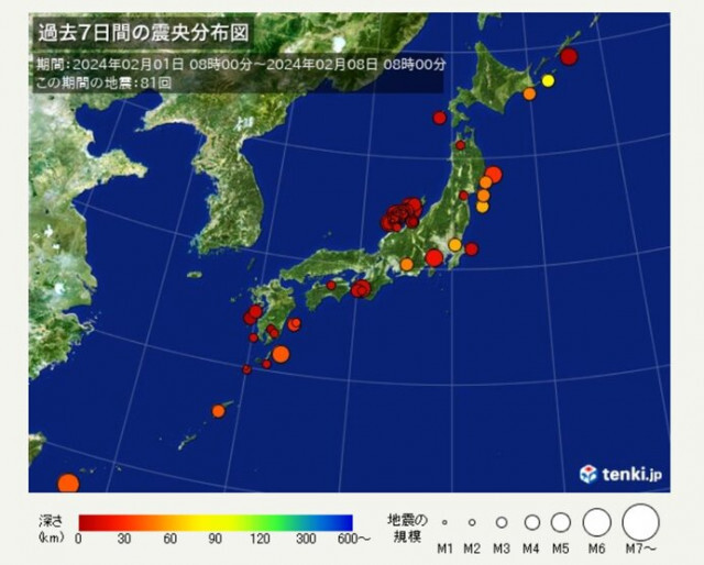 ここ1週間の地震回数　昨日は石川県や和歌山県で最大震度4の地震　日頃から備えを