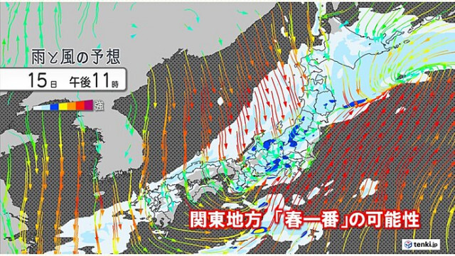 関東週間　明日15日は春一番の可能性　東京都心で20℃超え　寒暖差に注意