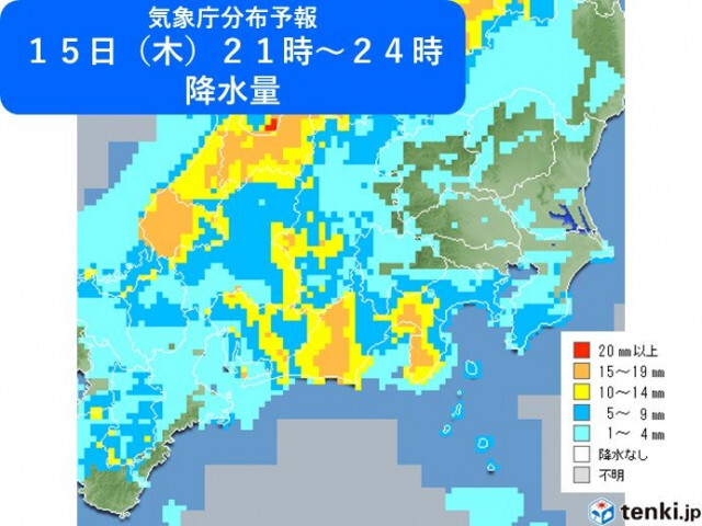東海　今夜は短時間強雨に注意　この先曇りや雨の日が多い　明日16日は貴重な晴れ間