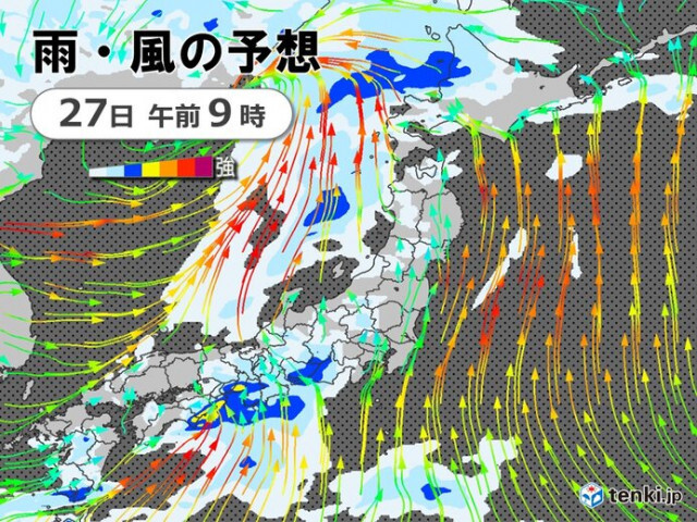 今日27日　全国的に雨や雷雨　九州〜近畿は局地的に激しい雨　強風にも注意