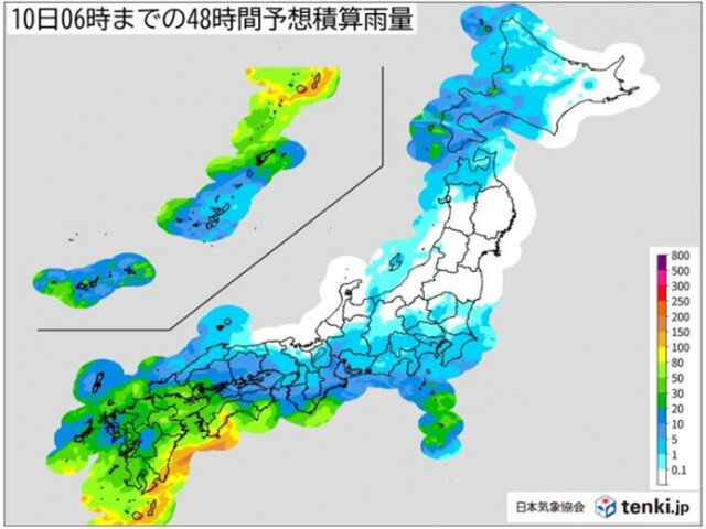 明日9日は西日本の太平洋側で大雨　局地的に滝のような雨も　土砂災害などに注意