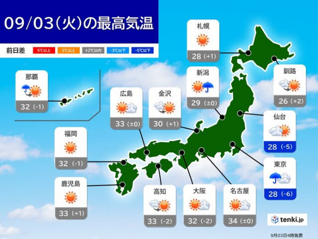 3日　関東や東海で雨雲発達　局地的に非常に激しい雨　その他も天気急変に注意