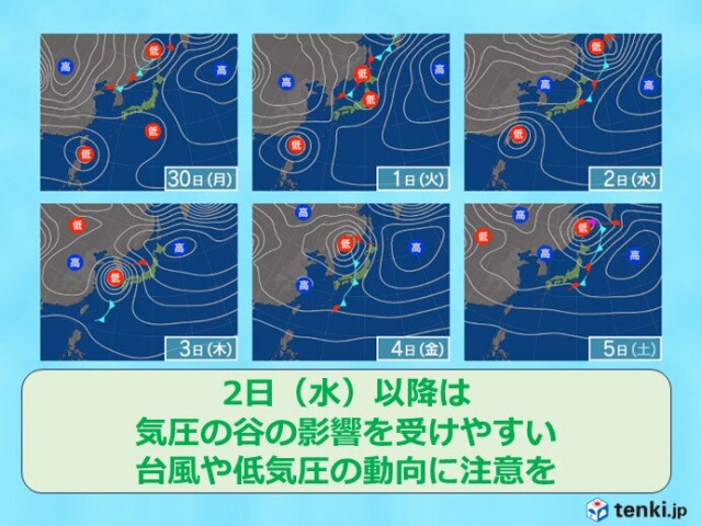 北海道の週間天気　気温は高め　後半は台風や低気圧の動向に注意を