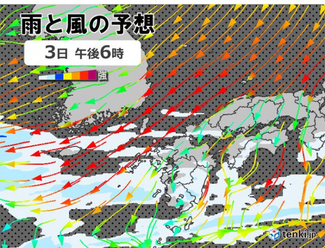 九州北部の沿岸海上は、4日朝にかけて暴風・高波警戒　4日も九州は一時激しい雨や雷