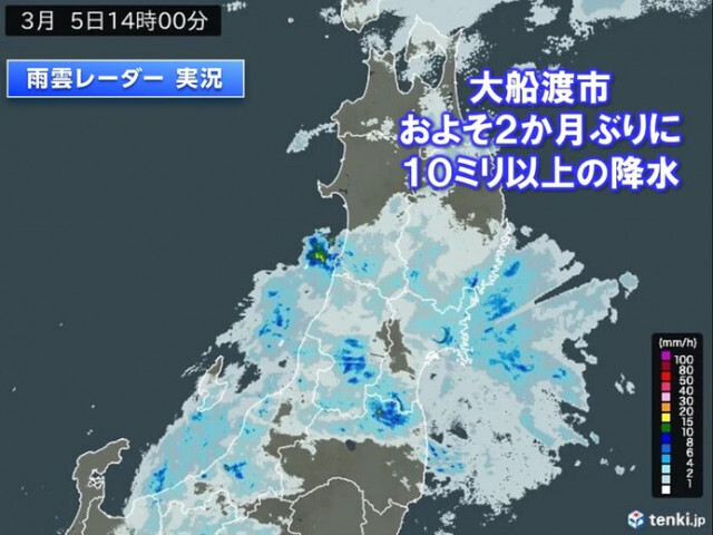 大船渡で約2か月ぶり10ミリ以上の降水　東北内陸で積雪増　6日昼前まで大雪に注意