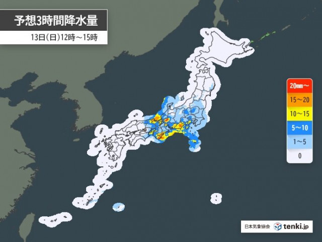 今日13日(日)　日中は近畿や東海、関東で本降りの雨　晴れる地域も風がヒンヤリ
